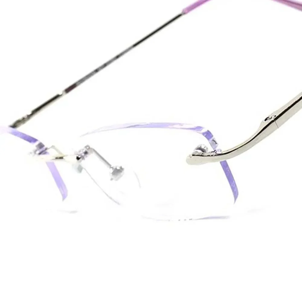 Light Purple Tint Modern Stylish  Rectangle Mens Womens Frameless Sun Glasses